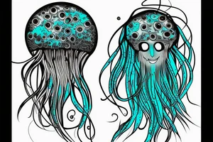 jellyfish gargona turquoise color shines around the edges and head in the center tattoo idea