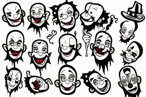 Alcoholic clown wearing wife beater tattoo idea