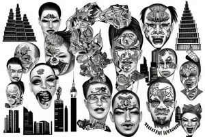 Face made out of skyscrapers tattoo idea