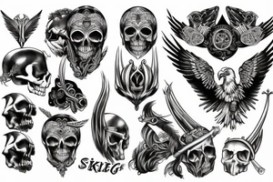 viking bottom eagle and skull tattoo idea