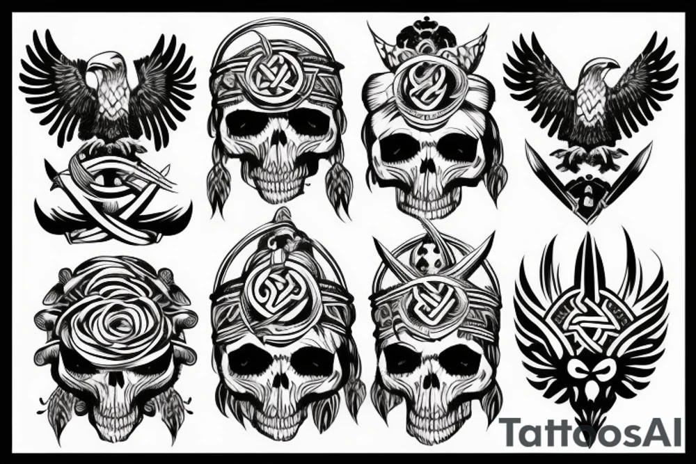 viking bottom eagle and skull tattoo idea