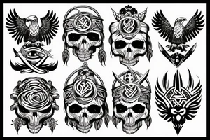 viking bottom eagle and skull tattoo idea