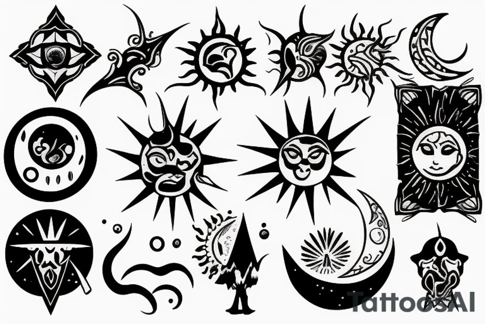 Battle between sun and moon tattoo idea