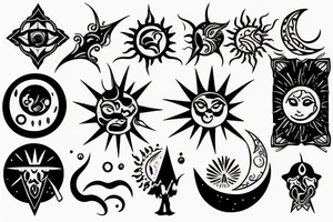Battle between sun and moon tattoo idea