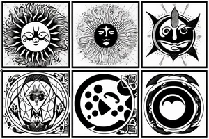 Battle between sun and moon tattoo idea