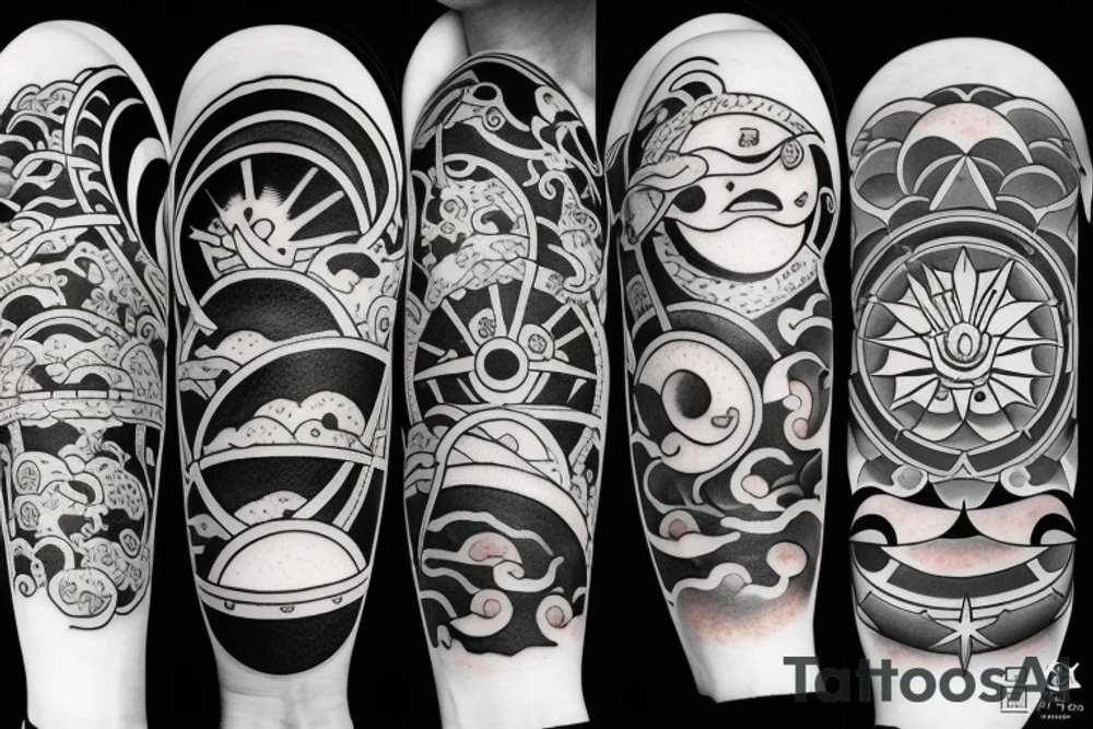 Battle between sun and moon tattoo idea