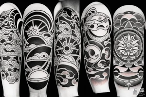 Battle between sun and moon tattoo idea