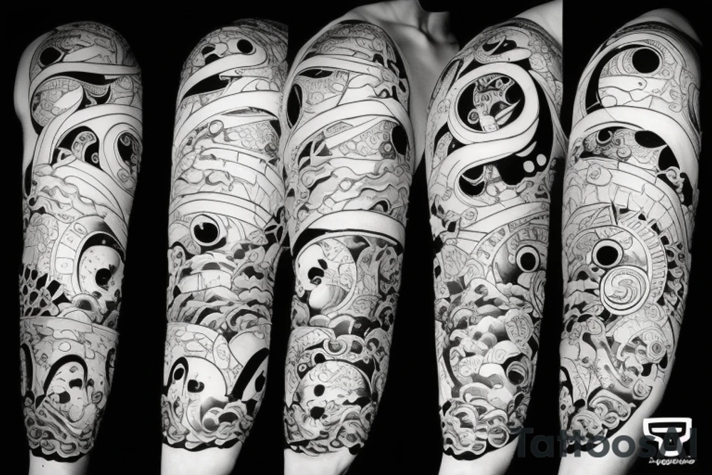 Battle between sun and moon tattoo idea