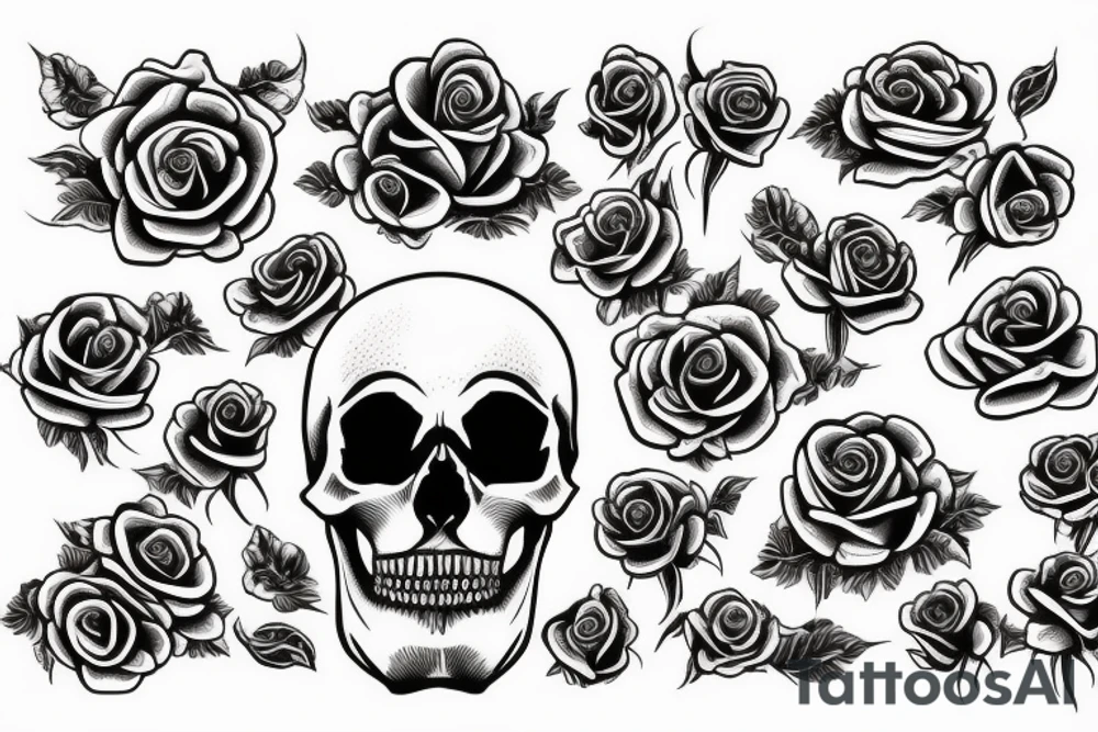 A skull with roses and a snake tattoo idea