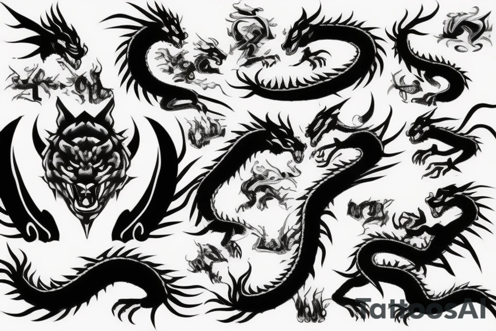 Battle between dragon and tiger tattoo idea