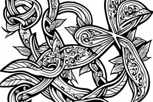 Cross with vines & angels tattoo idea