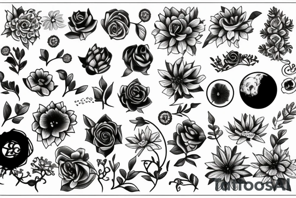Planet with flowers tattoo idea
