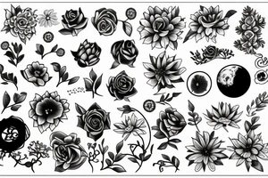 Planet with flowers tattoo idea