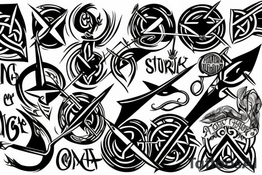 arrow with viking symbol create your own reality and open to change and courage tattoo idea