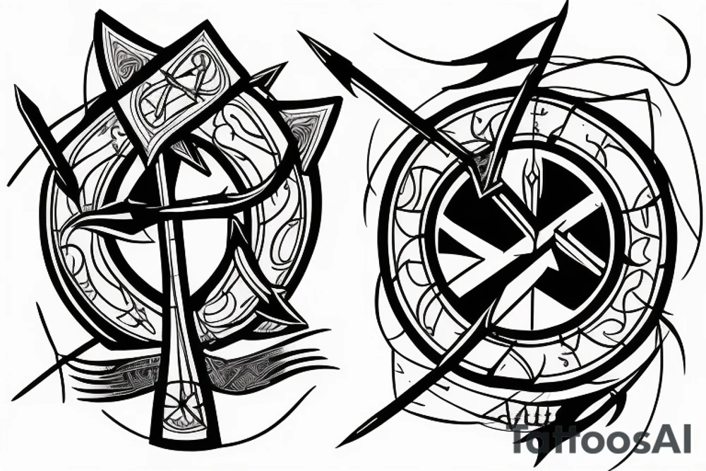 arrow with viking symbol create your own reality and open to change and courage tattoo idea