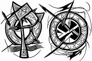arrow with viking symbol create your own reality and open to change and courage tattoo idea