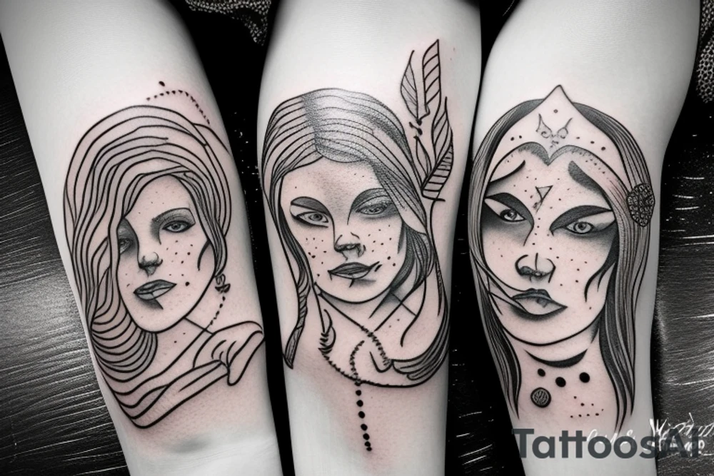 Triple Goddess
Three witches
Young woman
Mature woman
Old woman tattoo idea