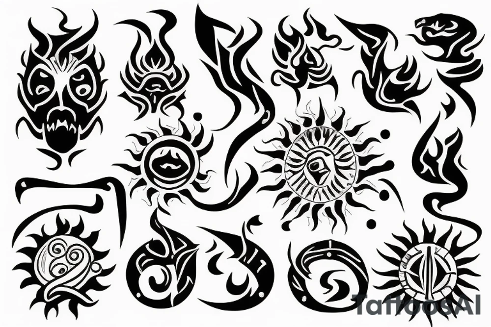 A sun and fire tattoo idea