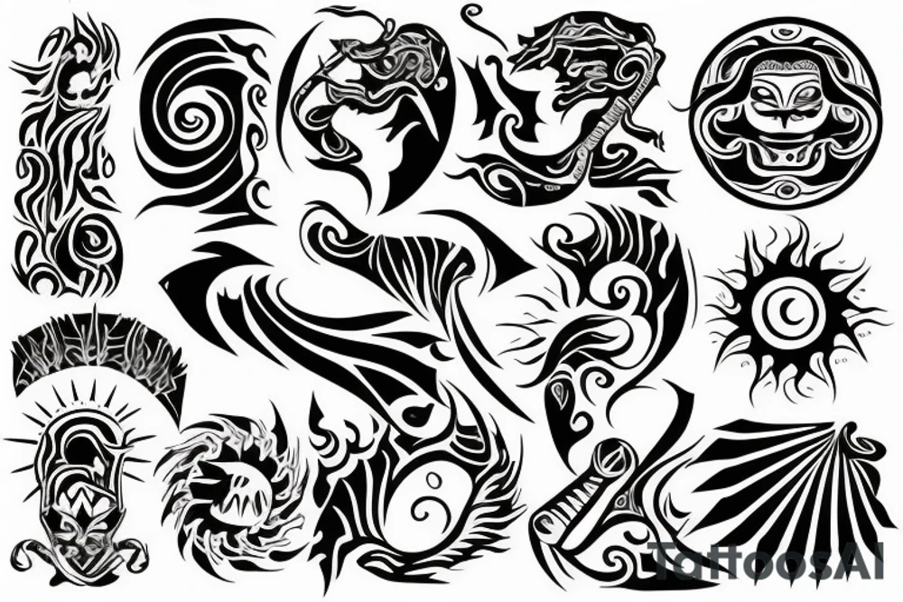 A sun and fire tattoo idea