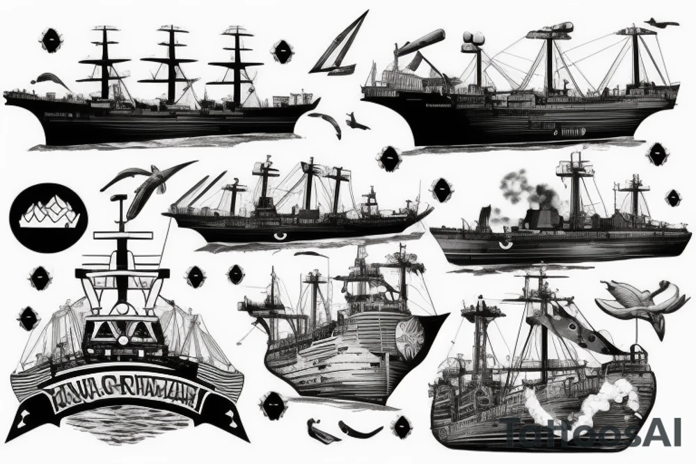 war ship with an iceberg tattoo idea
