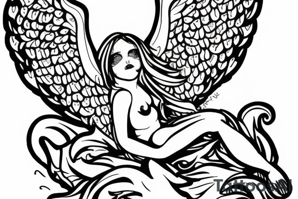 baby angel with demons tattoo idea