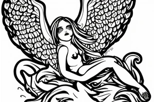 baby angel with demons tattoo idea