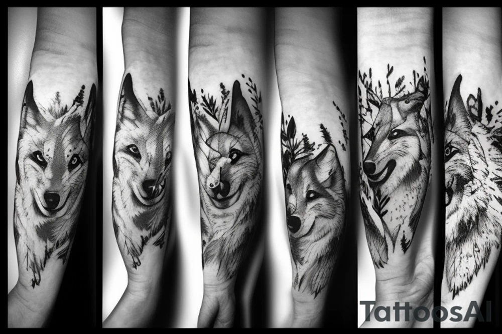 wolf in the forest tattoo idea