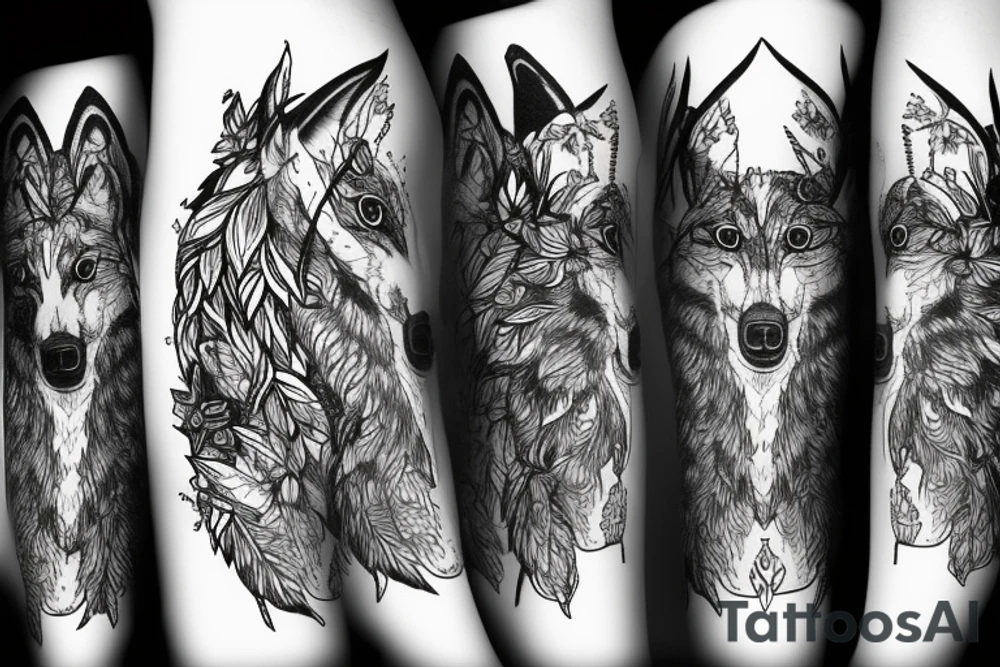 wolf in the forest tattoo idea