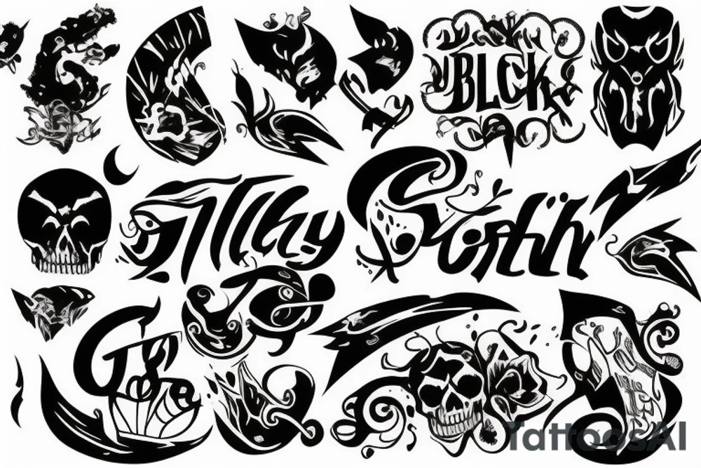 black lettering style, The Word "GRIMLY" tattoo idea black lettering style, The Word "GRIMLY" tattoo idea