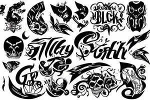black lettering style, The Word "GRIMLY" tattoo idea