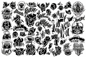 black lettering style, The Word "GRIMLY" tattoo idea
