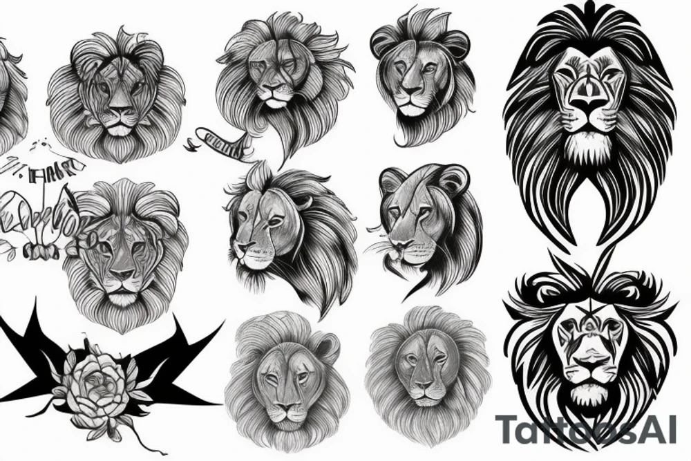 Lion head sketch tattoo idea