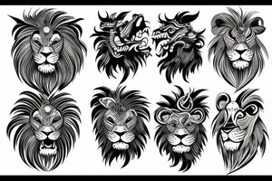 Lion head sketch japanese style tattoo idea