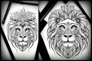 Lion head sketch japanese style tattoo idea