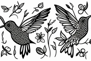 Hummingbird with flowers tattoo idea