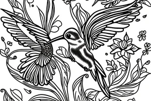 Hummingbird with flowers tattoo idea