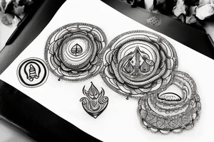 the word Mahadev with rudraksha and tattoo idea