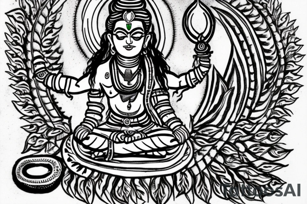 the word Mahadev with rudraksha and tattoo idea