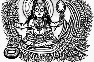 the word Mahadev with rudraksha and tattoo idea
