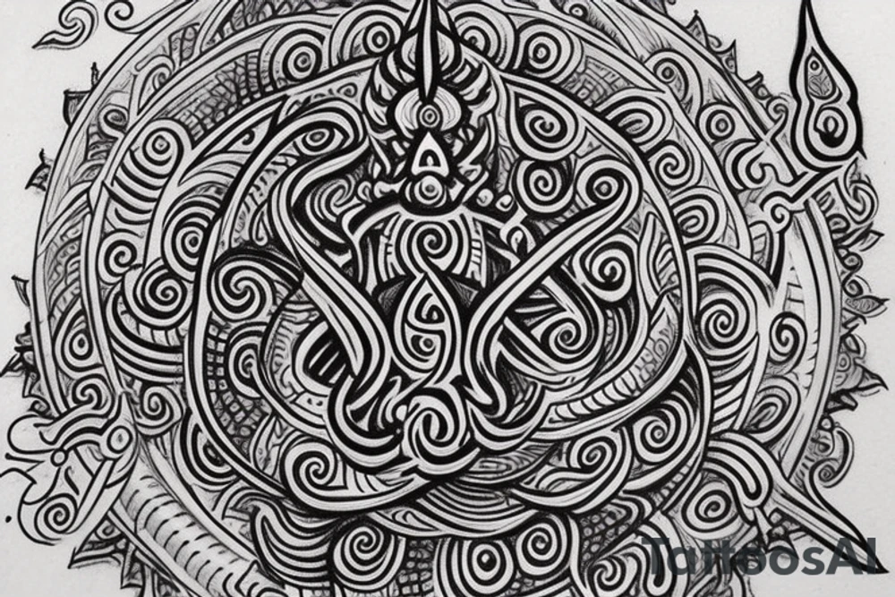 om, rudraksha, Trishul, damru tattoo idea