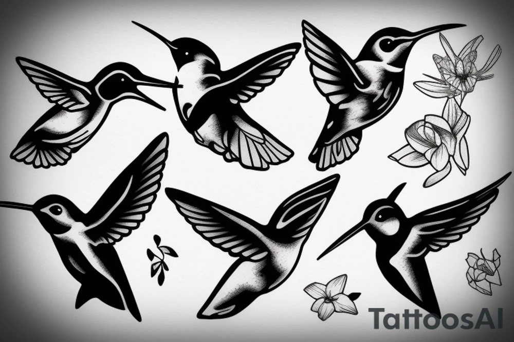 Humming bird black bear tattoo idea