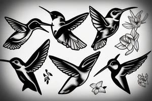Humming bird black bear tattoo idea