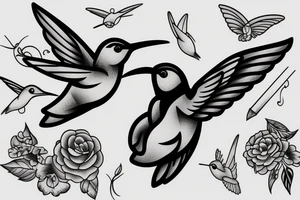 Humming bird black bear tattoo idea