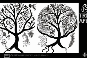 A tree of life build out of one’s and zeros dark tattoo idea
