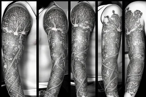 A tree of life build out of one’s and zeros dark tattoo idea