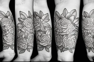Camping dogs flowers tattoo idea