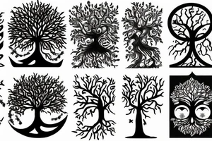 A tree of life build out of one’s and zeros dark and computer science hacker stuff tattoo idea
