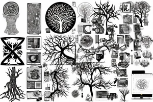 A tree of life build out of one’s and zeros dark and computer science hacker stuff tattoo idea
