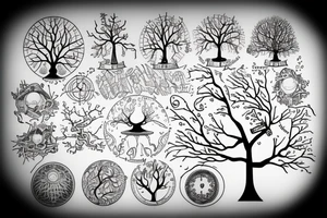 A tree of life build out of one’s and zeros dark and computer science hacker stuff tattoo idea