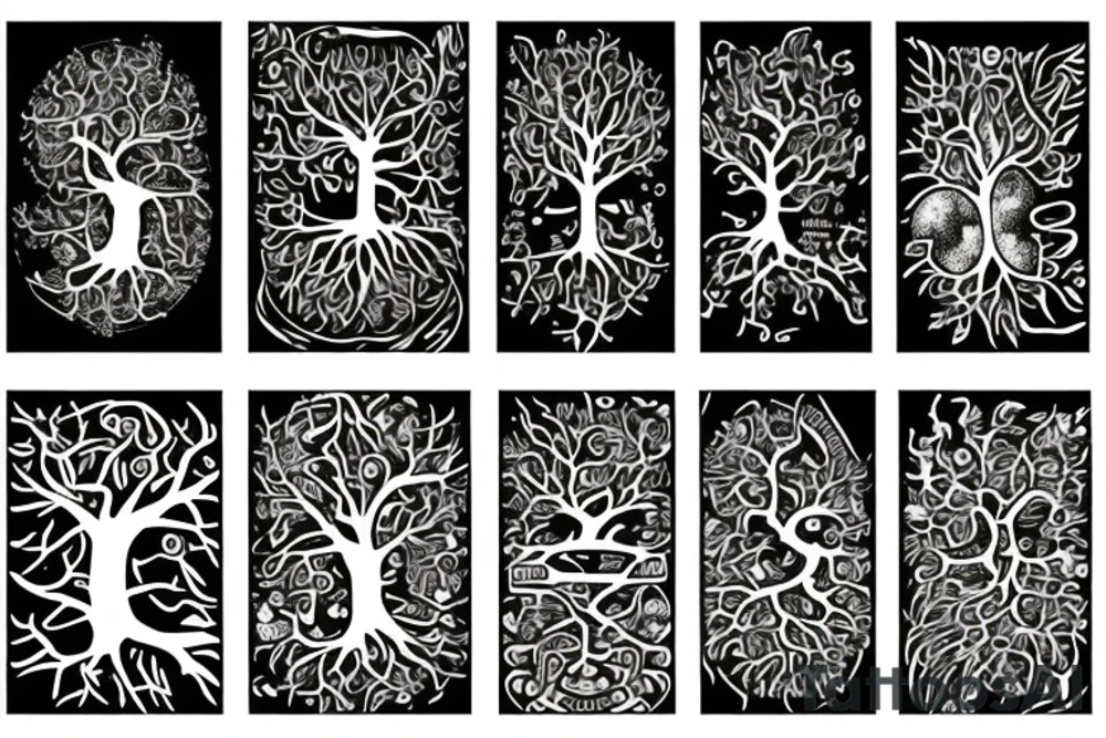 A tree of life build out of the numbers one and zero dark and computer science hacker stuff tattoo idea